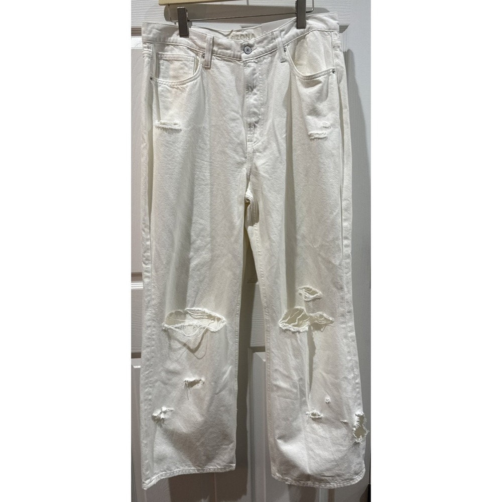 Arizona White High Rise Skater Jeans Distressed With Large Cut outs Size 15 NWT